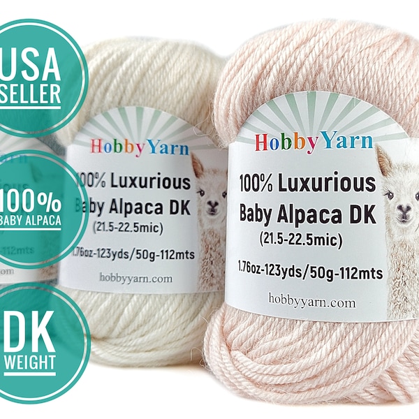 100% Baby Alpaca Wool Yarn, Alpaca Yarn DK Soft 123yds