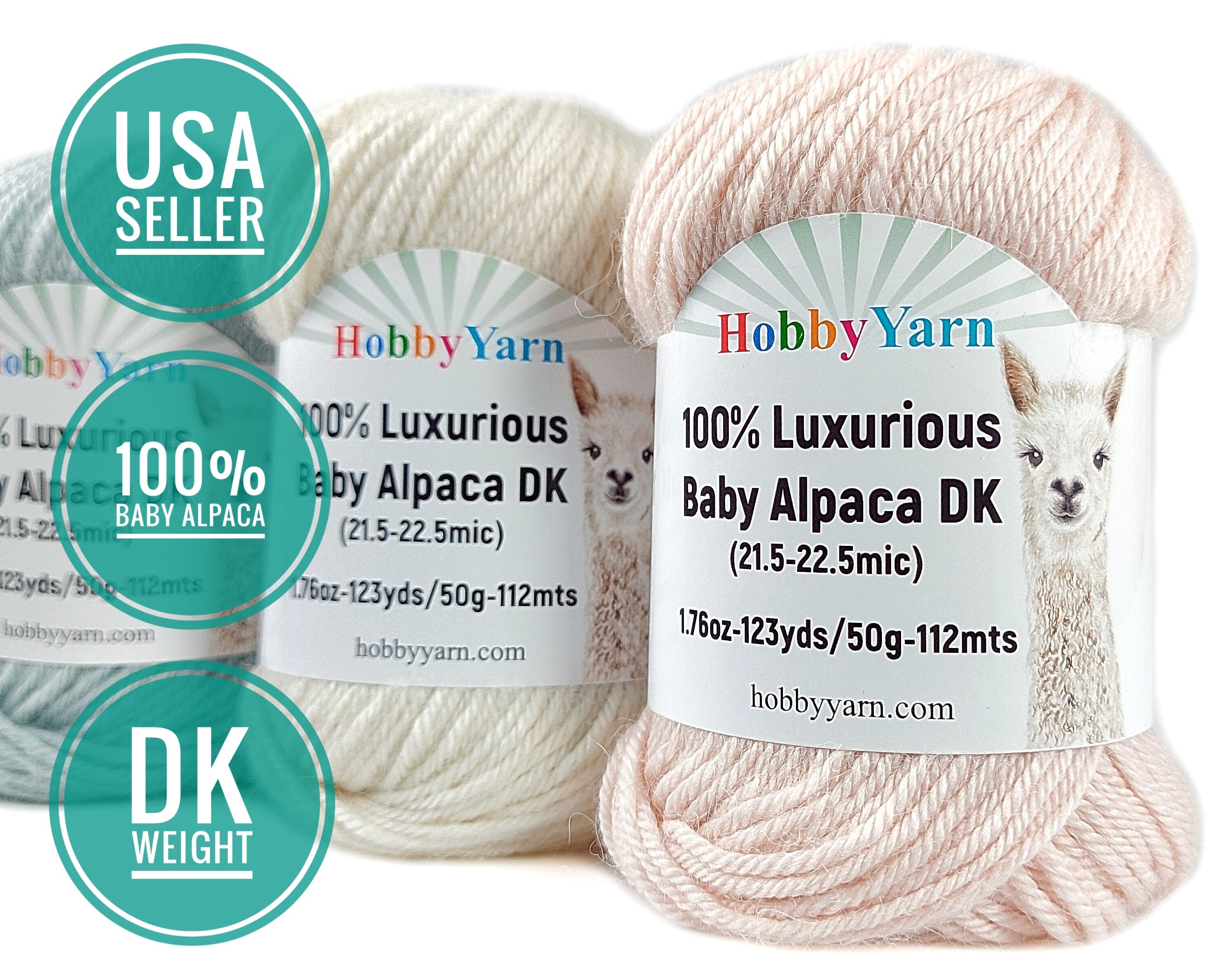 100% Baby Alpaca Wool Yarn, Alpaca Yarn DK Soft 123yds 