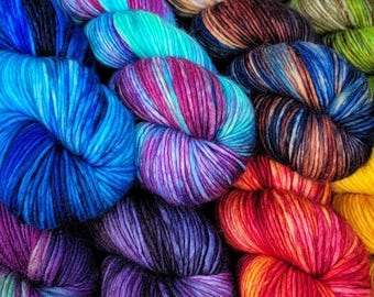 Hand Dyed 100% Merino Wool Yarn: Worsted Weight, ADDI Centro Compatible 216yds