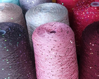 Tencel Sequin Lace Weight Yarn, Sparkle Knitting Crochet, Silky Tencel Lyocell
