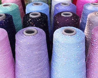 Tencel Sequin Lace Weight Yarn, Sparkle Knitting Crochet Magic Yarn
