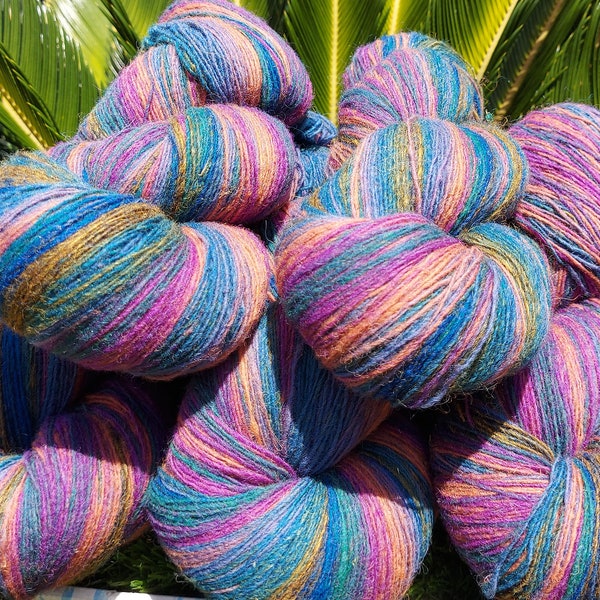 100% Natural Wool Yarn, Lace Weight Yarn Hand Dyed