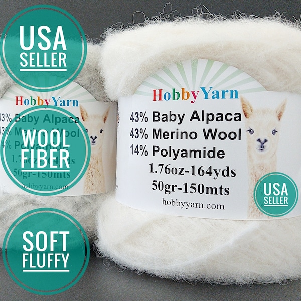 Baby Alpaca Yarn, Merino Wool Yarn, Soft Yarn