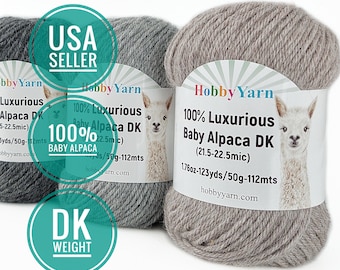 100% Baby Alpaca Wool Yarn, Alpaca Yarn DK Soft 123yds