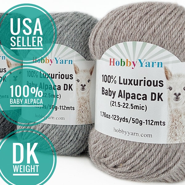 100% Baby Alpaca Wool Yarn, Alpaca Yarn DK Soft 123yds