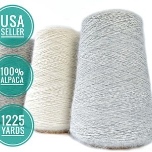 100% Alpaca Wool Yarn, Knitting Yarn Cone