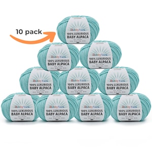 Set of 10 Baby Alpaca Wool Yarn Worsted Weight for Knitting 960yds