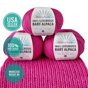 100% Baby Alpaca Natural Wool Worsted Weight Yarn DIY 96yds