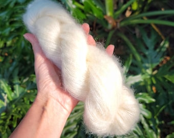 Kid Silk Mohair Yarn 50g. 460yds. – Lace Weight, Soft & Fluffy, Natural Undyed