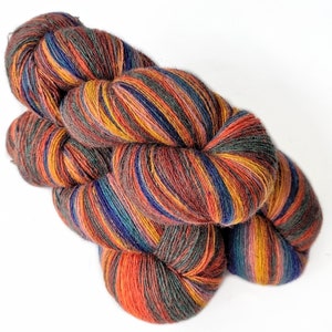 100% Natural Wool Yarn, Lace Weight Yarn Hand Dyed