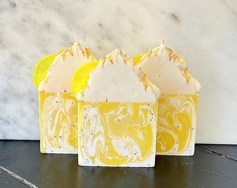 Lemon Poppyseed Soap Bar - Artisan Soap  - Handmade Soap - Cold Process Soap - Citrus Soap Bar - Homemade Soap - Lemon Soap