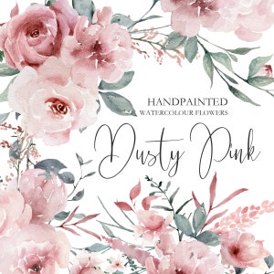 Dusty Rose Aquarell Florals, Dusty Pink Aquarell Blumen Hochzeit einladen Clip Art, Frühling Sommer kommerzielle Nutzung