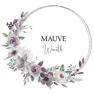 Couronne de fleurs aquarelle mauve, clipart mariage shower baptême violet clair, clipart printemps et été, usage Commercial