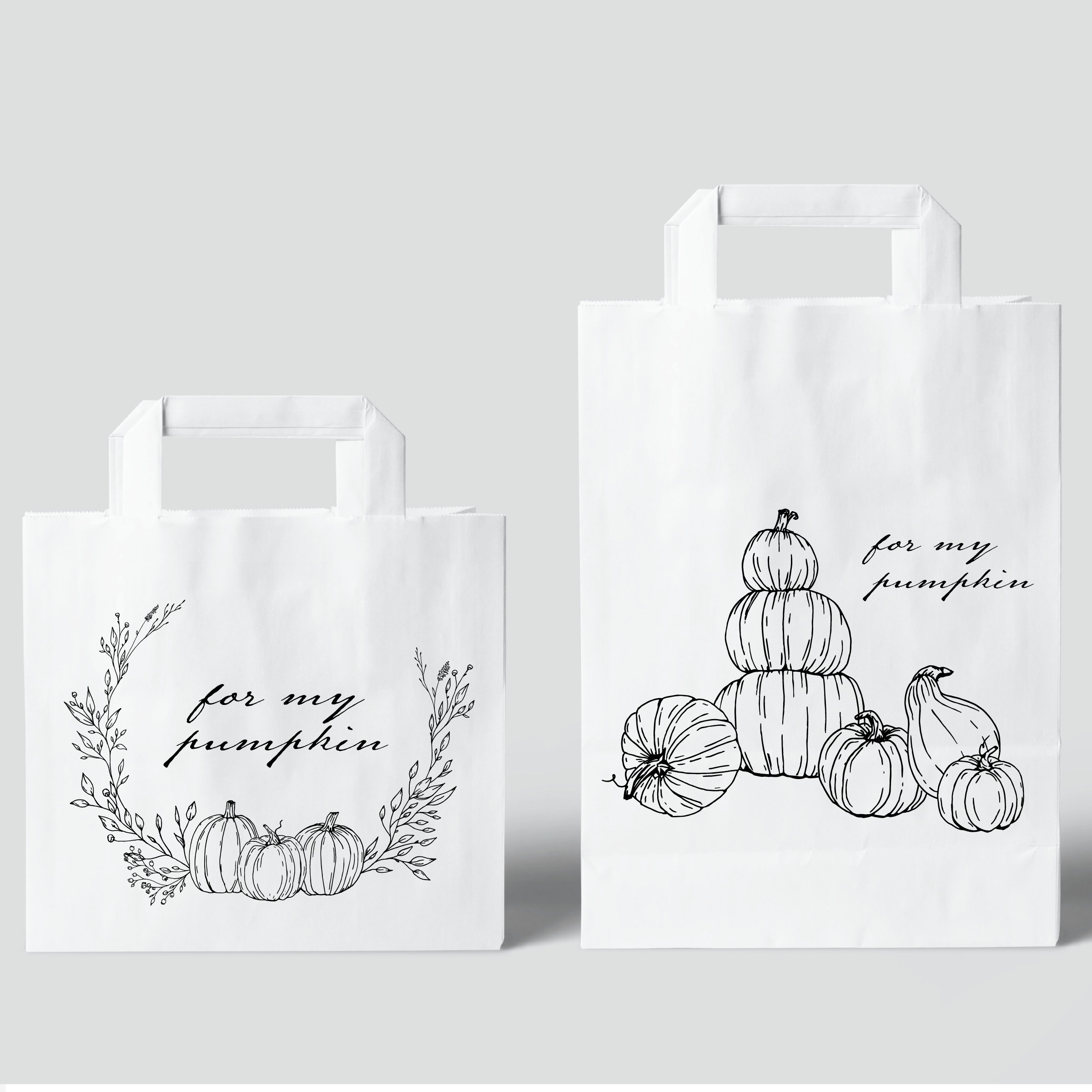 Fall Clipart, Pumpkin Line Art, Autumn Clipart, Hand Drawn Pumpkins and ...