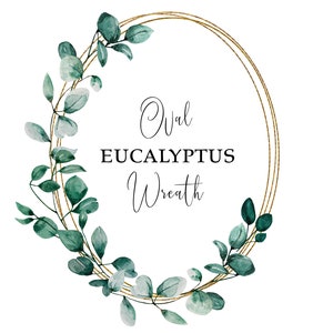 Aquarell Eukalyptus Kranz Oval Gold Rahmen, Hochzeit lädt, Gold Rahmen, PNG Clip Art, digital, transparent