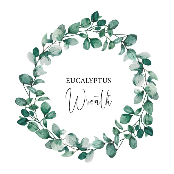 Eucalyptus Watercolor Wreath, Green Eucalyptus, Wedding Invite Wreath, PNG Clip Art, Digital, Transparent