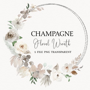 BOHO Creme Aquarell Blumen Clip Art Champagner Aquarell Blumen Clipart Neutral Hochzeit Frühling Sommer Herbst Winter Ostern