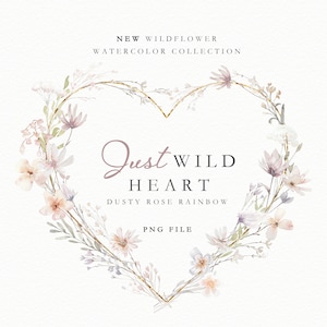Dusty Rose Watercolor Floral Heart, Floral Grinalda Clipart, DIY Aquarela Floral Clipart, Clipart De Casamento, Primavera De Verão Png