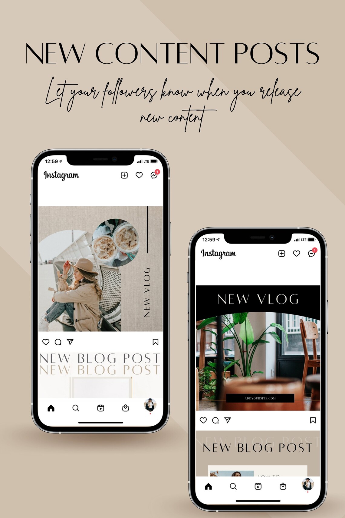 100 Instagram Templates, Blogger Template, Responsive, Vlog, Branding