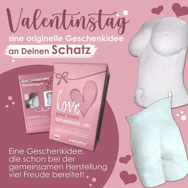 Body Gipsabdruck-Set für Brust oder Po, eine originelle Geschenkidee zum Valentinstag oder Jahrestag. Dein Traumbody in 3D!