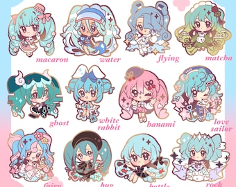 Vocaloid Virtual Singer Miku Sakura Matcha Bunny | 2 inch enamel pins