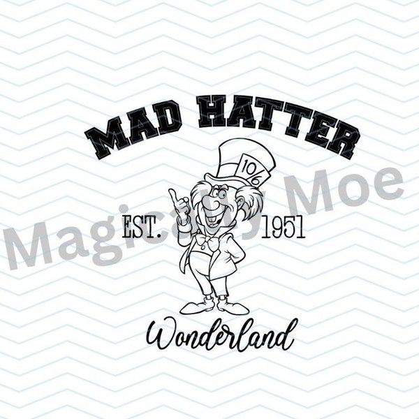 Alice in Wonderland Mad Hatter College Tee SVG