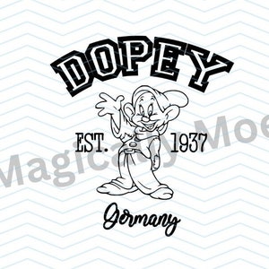 Snow White Dopey College Style Tee SVG