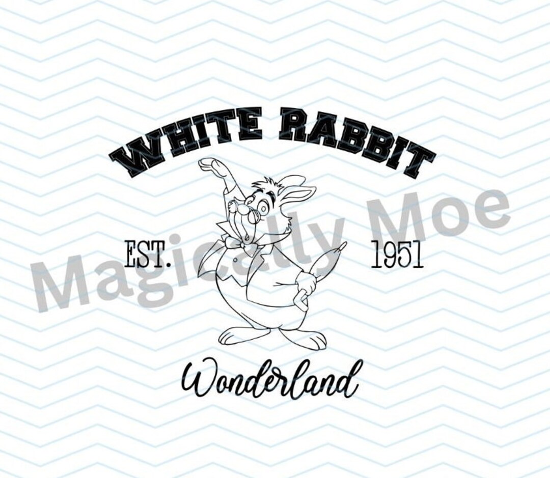 Alice in Wonderland White Rabbit College Tee SVG - Etsy