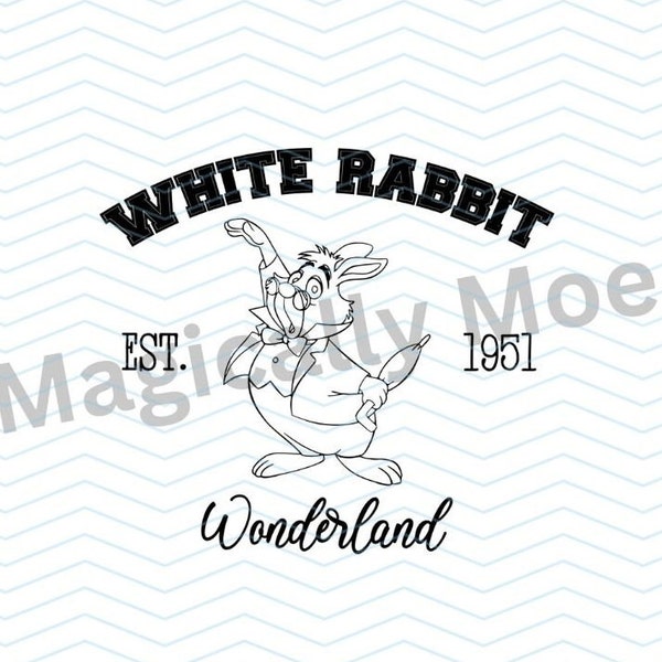 Alice in Wonderland White Rabbit College Tee SVG
