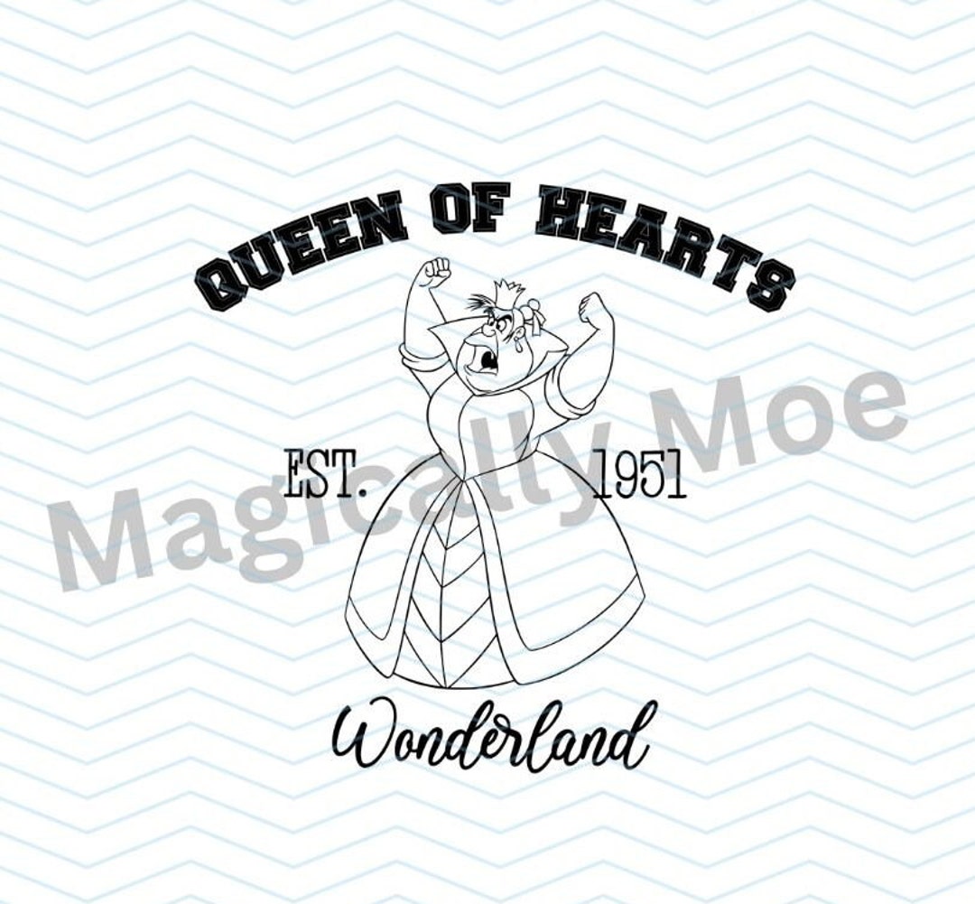 Alice in Wonderland Queen of Hearts College Tee SVG - Etsy