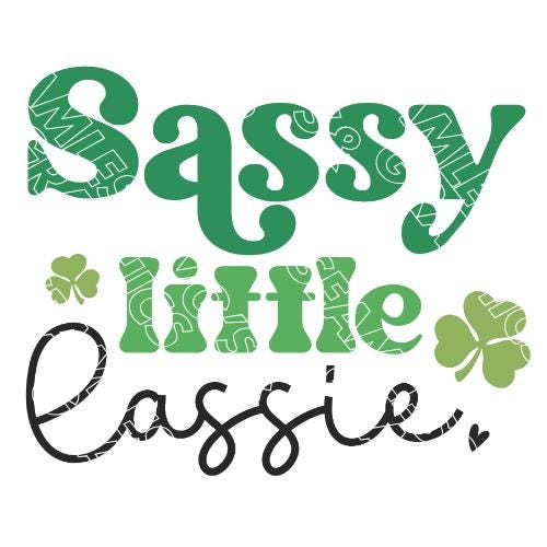 Sassy Little Lassie - Shenanigans PNG, POD Ready, T-shirt, Tote, Shamrock Graphic, Print Ready, Digital Download, Ireland design, Malarkey