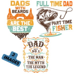 Vaderdagcollectie - retro grappig PNG, POD Ready, T-shirt, Tote, Number 1 Dad Graphic, Print Ready, Digitale download, Vissen, Baarden.