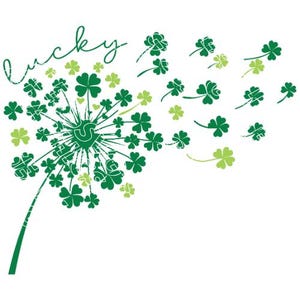 Dandelion Shamrock - PNG engraçado retrô, POD pronto, camiseta, sacola, gráfico de trevo, pronto para impressão, download digital, design da Irlanda, travessuras
