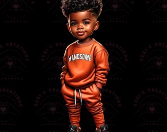 Black Boys PNG Clipart Bundle: Afro Kids T-Shirt Designs (Digital Download)