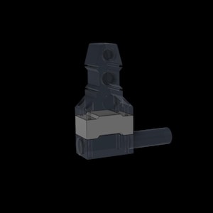 Peut inclure: Un connecteur électrique en plastique gris et noir avec une base carrée et une extension cylindrique. Le connecteur comporte une série de trous et une ouverture rectangulaire.
