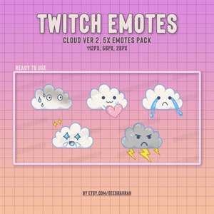 Cloud Emotes Version 2 | Twitch Emotes | Cute Emotes | Kawaii Twitch Emotes | Twitch Cloud |