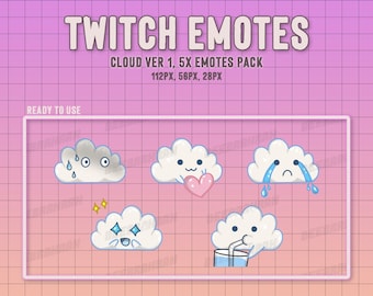 Cloud Emotes Version 1 | Twitch Emotes | Cute Emotes | Kawaii Twitch Emotes | Twitch Cloud |