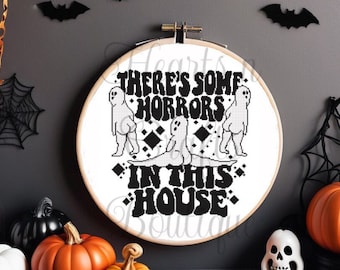 There’s Some Horrors in This House Cross Stitch PDF Pattern Ghost Halloween