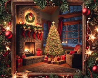 Cozy Christmas Room Cross Stitch Pattern, Christmas Room Pattern, Christmas Eve Cross Stitch Pattern, Cozy Holiday Scene Pattern