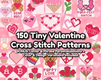 Tiny Cross Stitch Pattern, Multicolor Crosstitch, easy stitch pattern, cross stitch pattern, mini cross stitch, heart cross stitch, pdf