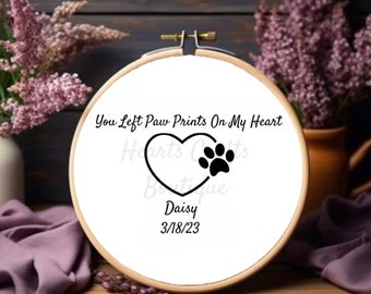 You Left Paw Prints on My Heart Cross Stitch Pattern PDF, Cat or Dog Paw Prints