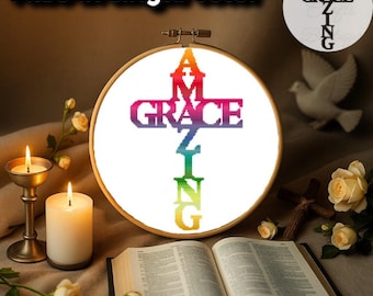 Amazing Grace Cross Stitch Pattern, Christian Cross Stitch, Jesus Cross Stitch, Bible Cross Stitch, Christian Pattern