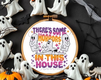 There’s Some Horrors in This House Colorful Cross Stitch, PDF Pattern, Ghost Halloween, Ghosts Horrors, WAP pattern, Ghost WAP pattern, wap