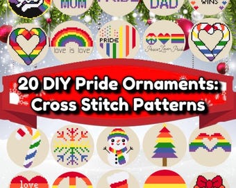 Mini Pride Christmas Stitch Pattern, lesbian cross stitch, lgbt cross stitch, pride cross stitch, Coming Out Gift, LGBT tree ornament, PDF