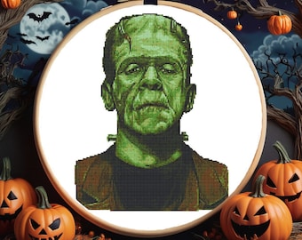 Frankenstein Monster Cross Stitch, Monster Cross Stitch, Halloween Cross Stitch Pattern Pdf, Scary Cross Stitch, Haunted Cross Stitch