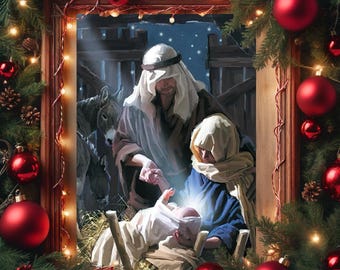Nativity Scene Cross Stitch Pattern, nativity xstitch, Holy Night Pattern, manger scene pattern, nativity scene cross, Nativity cross stitch