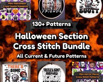 Halloween Section Cross Stitch Pattern Bundle, gift cross stitchers, funny adult pattern, October cross stitch, Holiday cross stitch