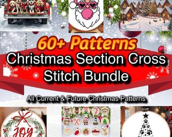 Christmas Section Cross Stitch Bundle, Christmas Pattern Bundle, xstitch guide, stitching gift diy, 3 inch cross stitch, Easy stitch pattern