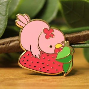 Strawberry Chicken Pin, Kawaii Pin, Chicken Lover Gift, Chicken Jewelry, Farmhouse Gift, Crazy Chicken Lady Gift, Chicken Badge