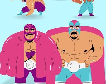 Five Dollar Poster Mexican Wrestlers